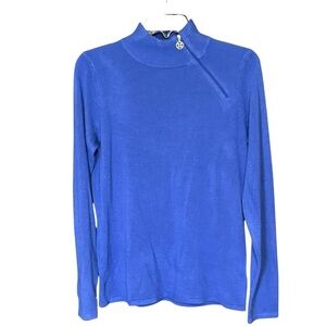 NEW Designers Originals Luxe 360 Soft Knit Mock Sweater Zipper Detail Cobalt M